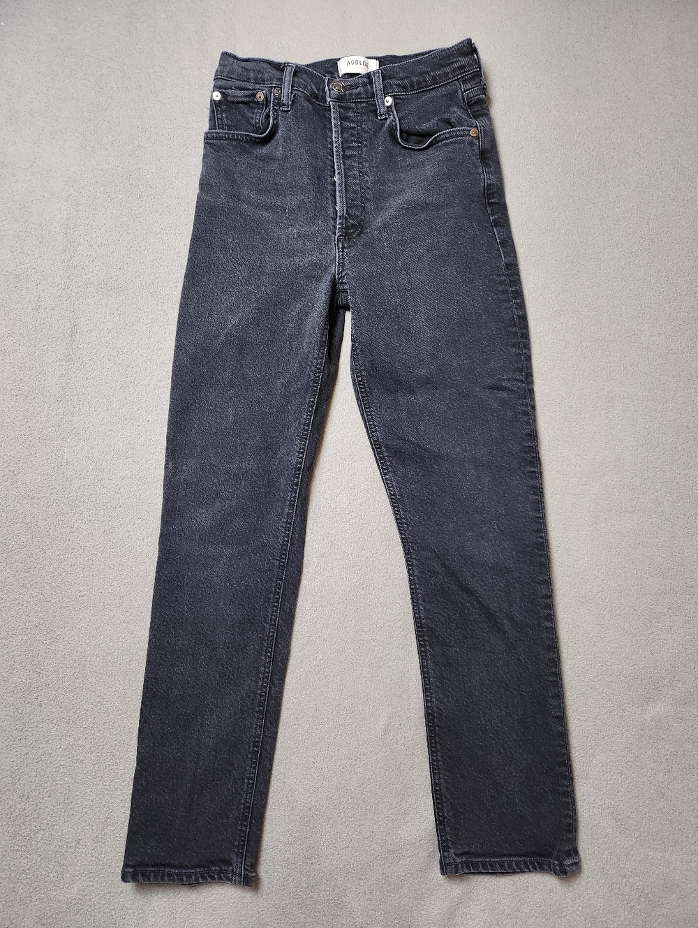 AGOLDE Riley High Rise Straight Sz 24 Washed Black
